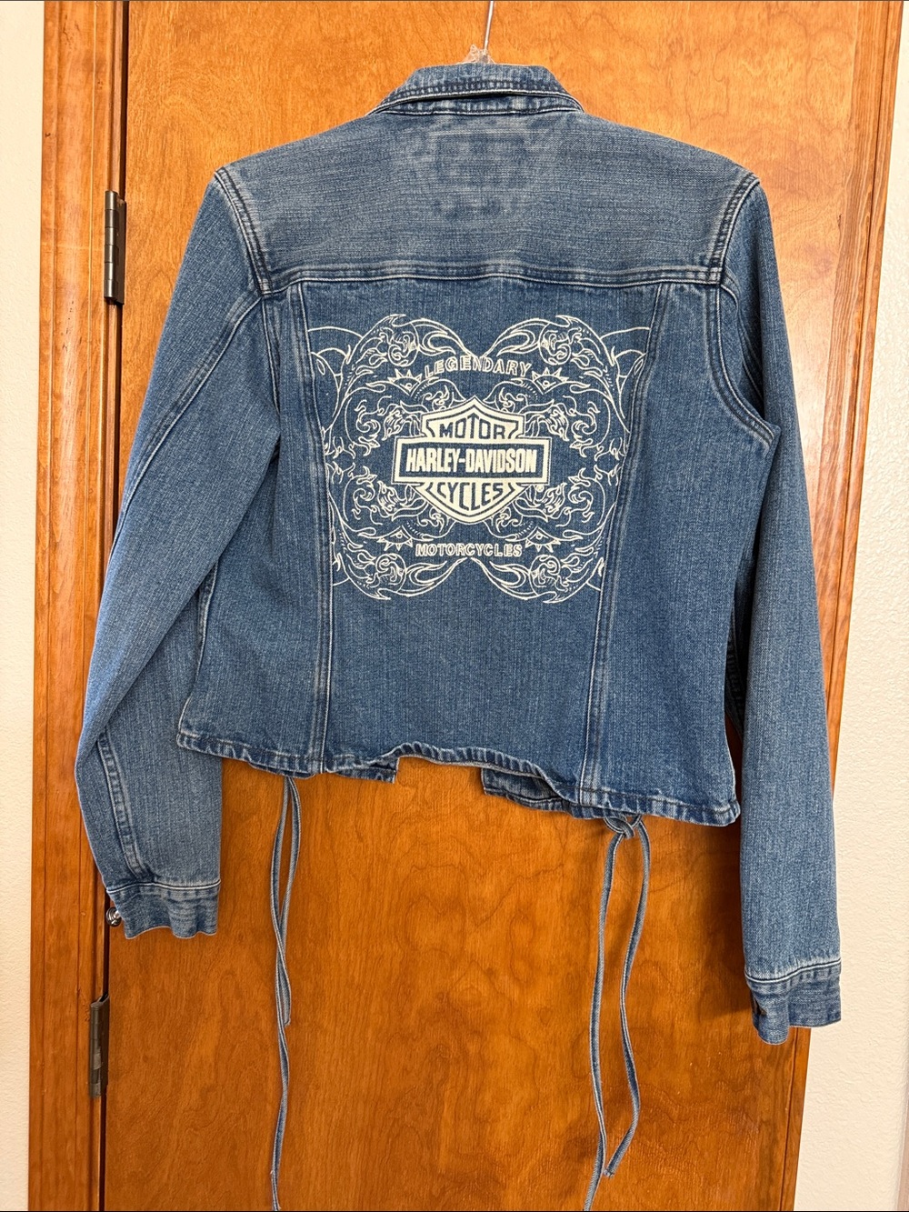 Harley-Davidson Blue Denim Jean Jacket with Lace-Up Sides - Picture 4 of 4